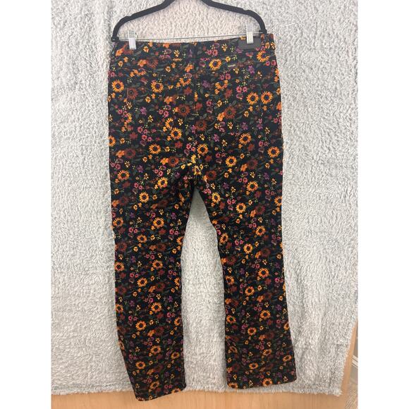Wrangler High Rise Fierce Flare Floral Corduroy Jeans Black Multicolor 16x34 - Picture 2 of 9